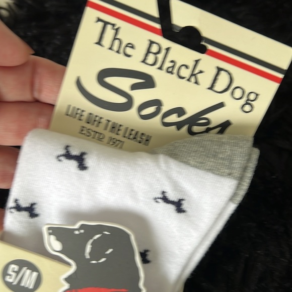 The Black Dog Socks Classic Socks 1 pair S/M White/Grey heel and toe/black dogs - Picture 4 of 5